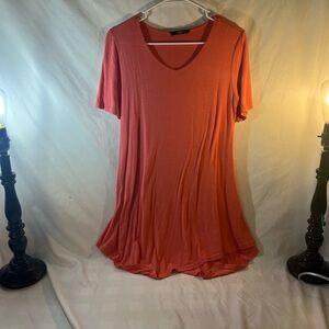 Skin Coral Short Sleeve V-Neck Top